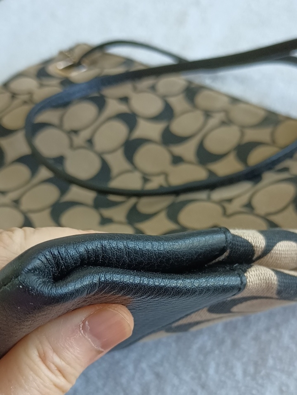 Coach #51086 Madison Khaki Black Signature Canvas Slim Crossbody File Bag - Picture 6 of 14
